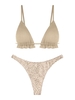 ZAFUL Maillot de Bain Bikini Volanté à Imprimé Animal Métallique Taille unique Café lumière