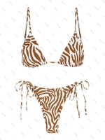 ZAFUL Maillot de Bain Bikini Zèbre à Corde M Café