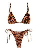 ZAFUL Maillot de Bain Bikini Zèbre à Corde M Café profond