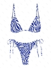 ZAFUL Maillot de Bain Bikini Zèbre à Corde S Bleu