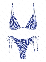 ZAFUL Maillot de Bain Bikini Zèbre à Corde S Bleu