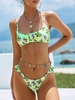 ZAFUL Maillot de Bain Bikini à Imprimé Fleur à Volants S Vert clair