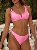 ZAFUL Maillot de Bain Brillant Cheeky à Armature en V M Rose clair
