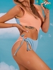 ZAFUL Maillot de Bain Chiné Noué Découpé Une-Pièce L Bleu clair