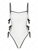 ZAFUL Maillot de Bain Contrasté Texturé Noué à Côté Une-Pièce S Blanc