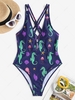 ZAFUL Maillot de Bain Croisé à Imprimé Marine Une-Pièce M Bleu profond