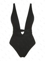 ZAFUL Maillot de Bain Croisé Côtelé Une-Pièce Xl Noir