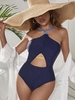 ZAFUL Maillot de Bain Croisé Découpé à Bretelle Contrastée Une-Pièce Xl Bleu profond