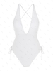 ZAFUL Maillot de Bain Croisé Plongeant Noué à Coupe Haute Une-Pièce M Blanc