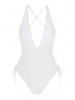 ZAFUL Maillot de Bain Croisé Plongeant Noué à Coupe Haute Une-Pièce Xl Blanc