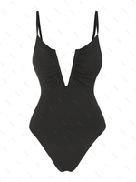 ZAFUL Maillot de Bain Côtelé à Armature en V Une-Pièce M Noir