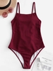 ZAFUL Maillot de Bain Côtelé à Lacets Une-Pièce L Rouge vineux