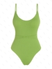 ZAFUL Maillot de Bain Côtelé à Lacets Une-Pièce S Vert