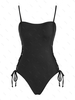 ZAFUL Maillot de Bain Côtelé à Lacets Une-Pièce Xl Noir