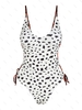 ZAFUL Maillot de Bain Côtelé Animal à Lacets Une-Pièce à Pois M Blanc