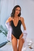 ZAFUL Maillot de Bain Côtelé Croisé à Bretelle à Col Halter Une-Pièce Xl Noir