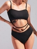 ZAFUL Maillot de Bain Côtelé Découpé à Bretelle Une-Pièce Xl Noir