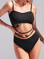 ZAFUL Maillot de Bain Côtelé Découpé à Bretelle Une-Pièce Xl Noir