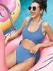 ZAFUL Maillot de Bain Côtelé Découpé Noué à Côté Une-Pièce M Bleu clair