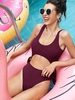 ZAFUL Maillot de Bain Côtelé Découpé Noué à Côté Une-Pièce M Marron velours