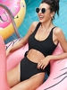 ZAFUL Maillot de Bain Côtelé Découpé Noué à Côté Une-Pièce M Noir