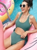 ZAFUL Maillot de Bain Côtelé Découpé Noué à Côté Une-Pièce S Vert tortue de mer