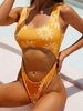 ZAFUL Maillot de Bain Côtelé Découpé Soleil Anneau en O Une-Pièce M Jaune