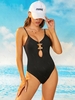 ZAFUL Maillot de Bain Côtelé Noué Découpé Anneau en O Une-Pièce S Noir