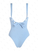 ZAFUL Maillot de Bain Côtelé Noué sans Dos Une-Pièce M Bleu clair