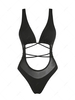 ZAFUL Maillot de Bain Côtelé sans Dos Une-Pièce M Noir