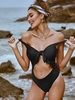 ZAFUL Maillot de Bain Découpé à Volants Une-Pièce M Noir
