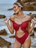 ZAFUL Maillot de Bain Découpé à Volants Une-Pièce S Rouge
