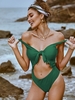 ZAFUL Maillot de Bain Découpé à Volants Une-Pièce S Vert mer moyen