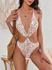ZAFUL Maillot de Bain Découpé Croisé à Imprimé Zèbre Une-Pièce L Café