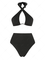 ZAFUL Maillot de Bain Découpé Croisé Côtelé à Armature Une-Pièce M Noir