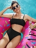 ZAFUL Maillot de Bain Découpé Côtelé à Coupe Haute Une-Pièce S Noir