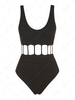ZAFUL Maillot de Bain Découpé Côtelé à Lacets Une-Pièce L Noir