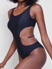 ZAFUL Maillot de Bain Découpé Embelli de Chaîne Une-Pièce L Noir