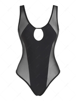 ZAFUL Maillot de Bain Découpé Panneau en Maille Une-Pièce L Noir