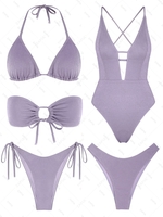 ZAFUL Maillot de Bain de Plage Métallisé Lavande Brillante Taille unique Violet clair