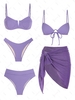 ZAFUL Maillot de Bain de Plage Texturé Côtelé Lavande à Armature en V Taille unique Pourpre