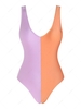 ZAFUL Maillot de Bain en Blocs de Couleurs à Col V Une-Pièce S Orange clair