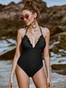 ZAFUL Maillot de Bain Festonné à Col Halter Une-Pièce Xl Noir