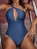ZAFUL Maillot de Bain Gainant Découpé Une Épaule Une-Pièce M Bleu