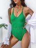 ZAFUL Maillot de Bain Gainant Ligne Y Plissé Au Dos Une-Pièce M Vert