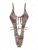 ZAFUL Maillot de Bain Léopard à Coupe Haute sans Rembourrage M Noir