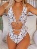 ZAFUL Maillot de Bain Léopard Découpé sans Dos Une-Pièce M Café lumière