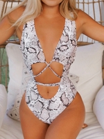 ZAFUL Maillot de Bain Léopard Découpé sans Dos Une-Pièce M Café lumière