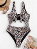 ZAFUL Maillot de Bain Léopard Découpé Une-Pièce M Léopard