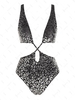 ZAFUL Maillot de Bain Léopard Flocage Découpé Croisé en Velours Une-Pièce Xl Noir